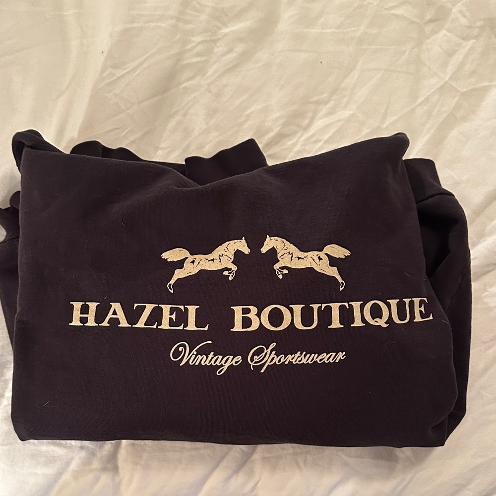 Hazel Boutique Black Sweatshirt with Gold Logo
